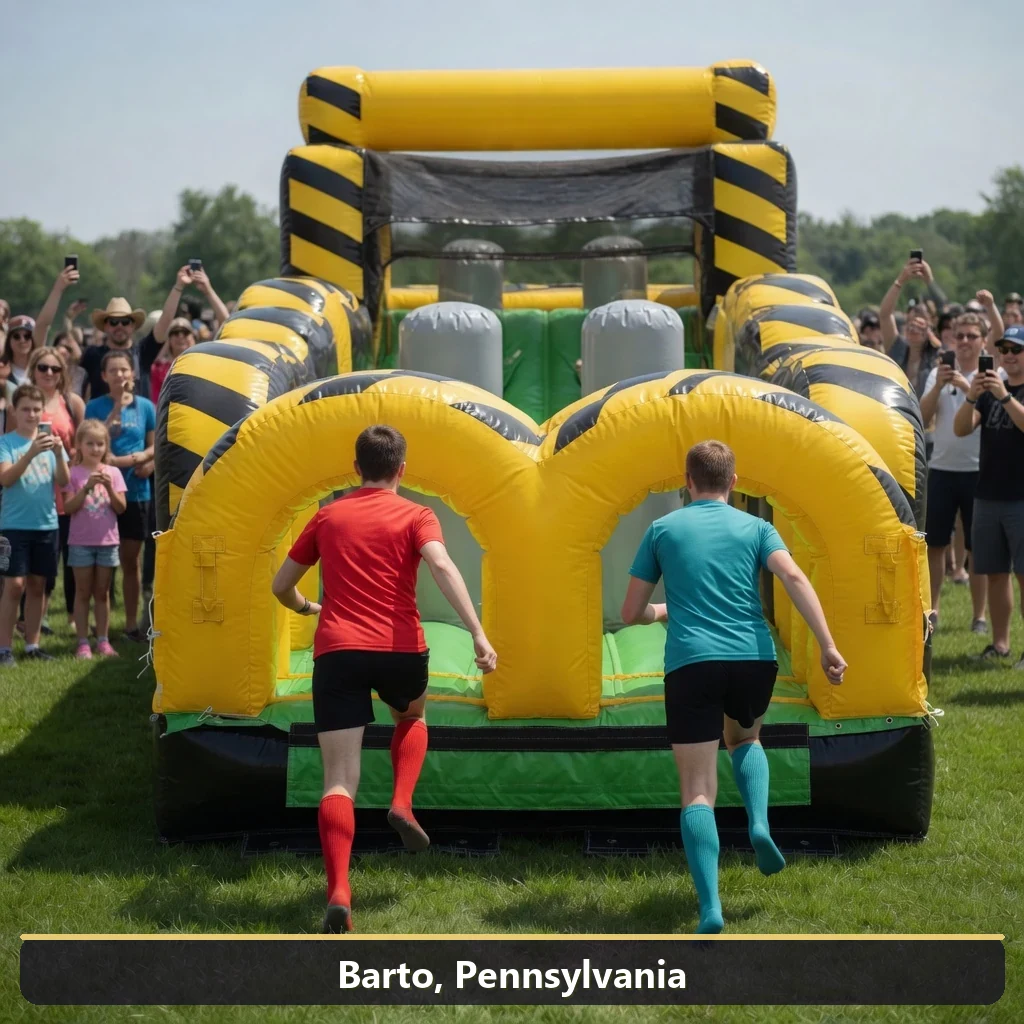 Inflatable obstacle course rental for events in Barto, Pennsylvania
