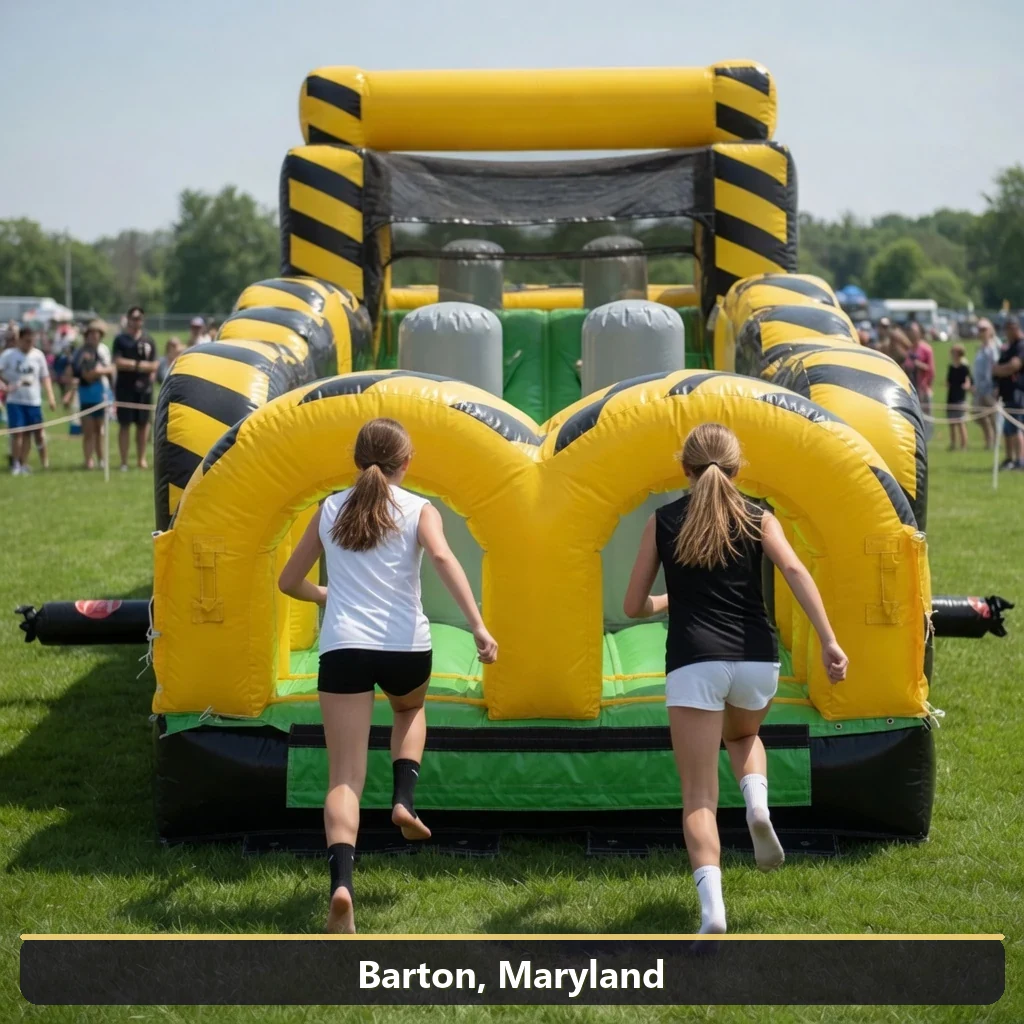Inflatable obstacle course rental for events in Barton, Maryland