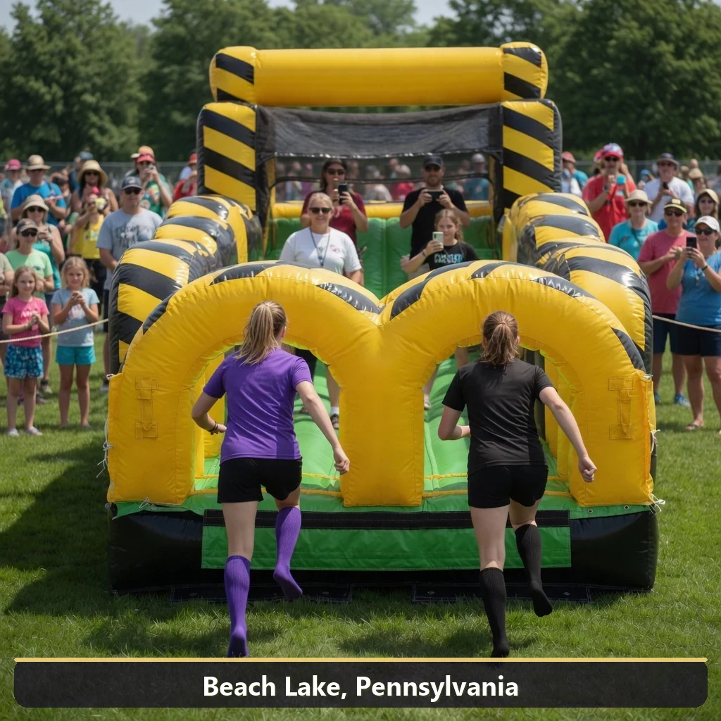 Inflatable obstacle course rental for events in Beach Lake, Pennsylvania