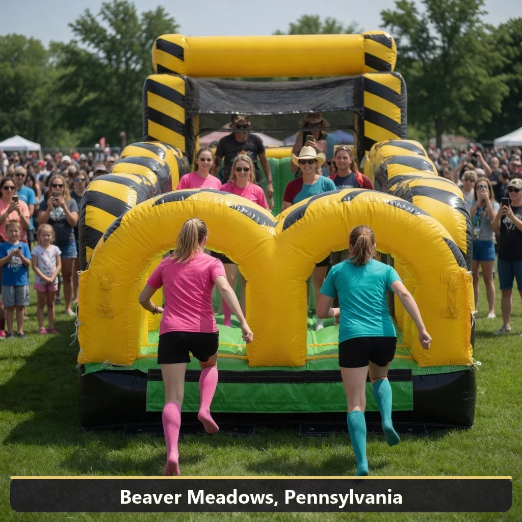 Inflatable obstacle course rental for events in Beaver Meadows, Pennsylvania