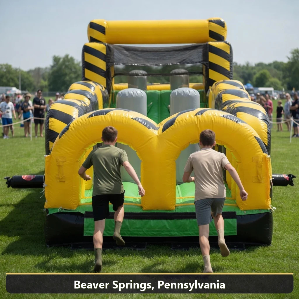 Inflatable obstacle course rental for events in Beaver Springs, Pennsylvania