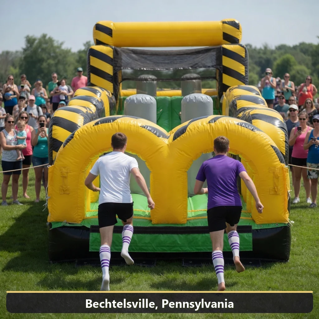 Inflatable obstacle course rental for events in Bechtelsville, Pennsylvania
