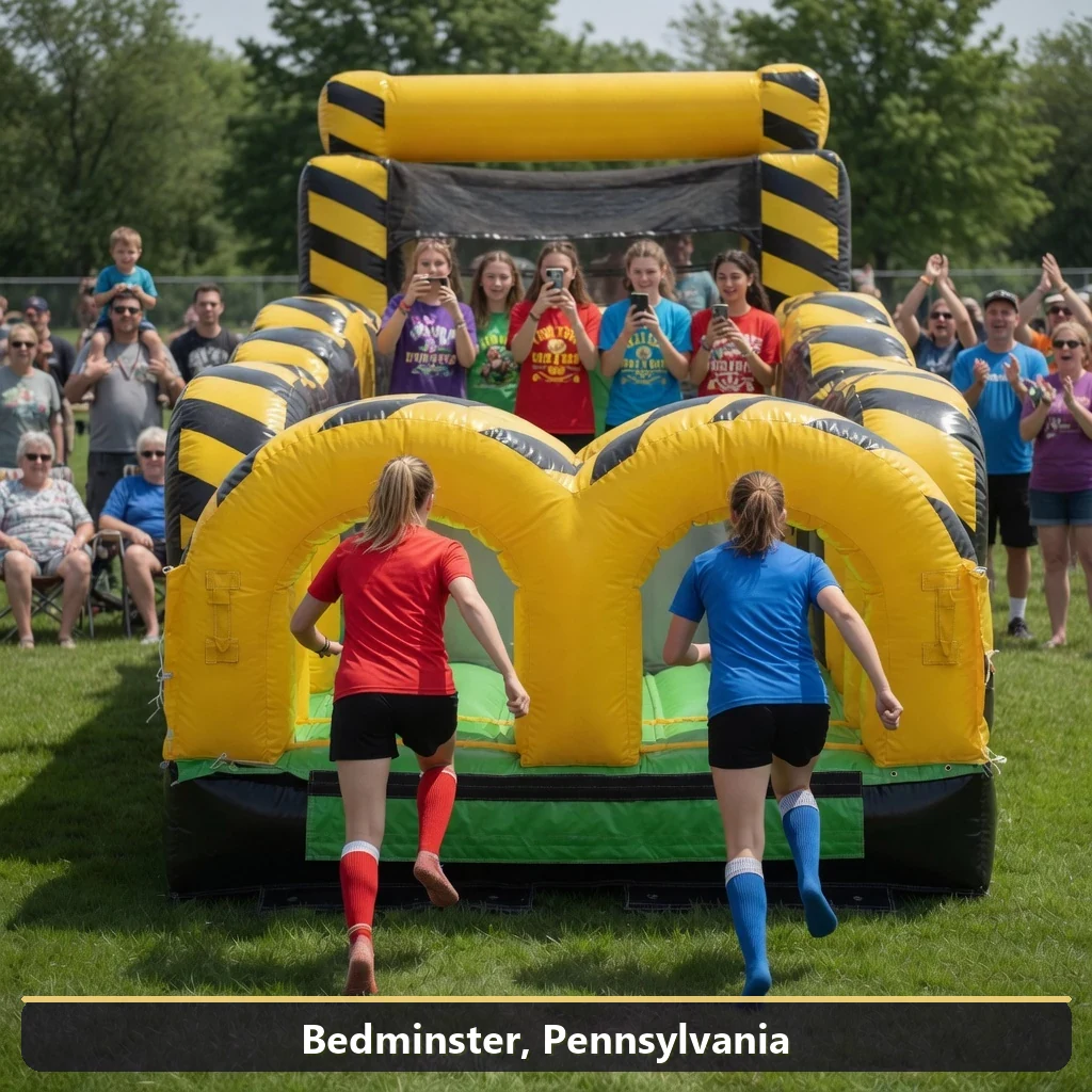 Inflatable obstacle course rental for events in Bedminster, Pennsylvania