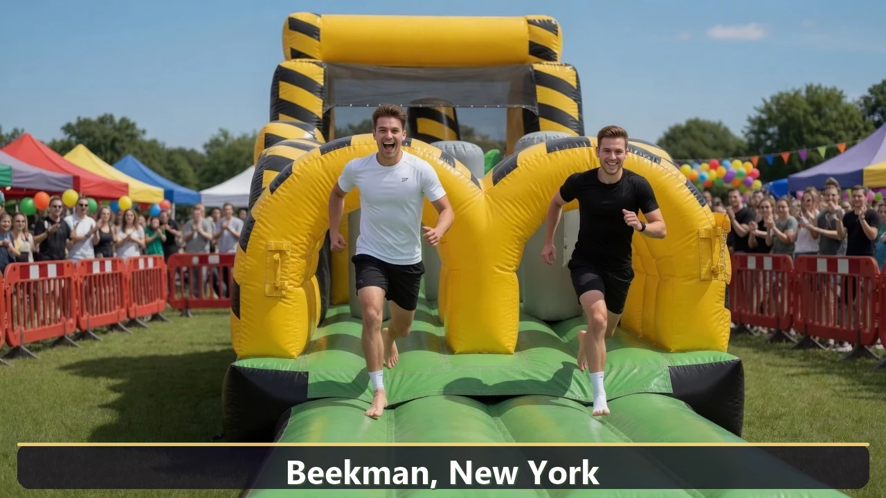 Inflatable obstacle course rental for events in Beekman, New York