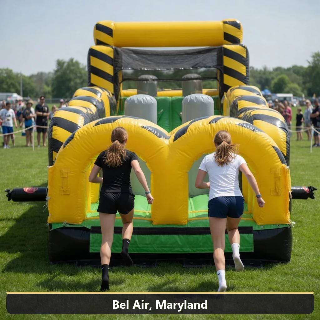 Inflatable obstacle course rental for events in Bel Air, Maryland