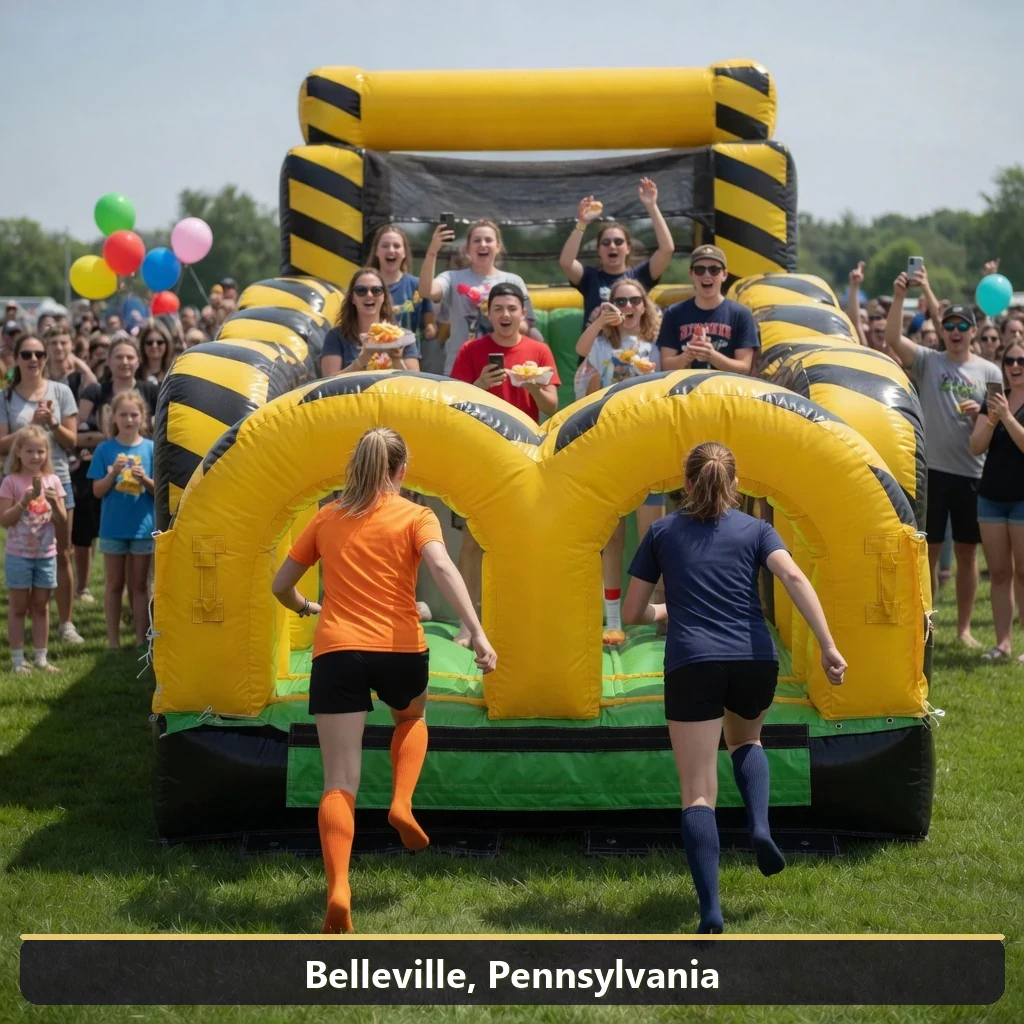 Inflatable obstacle course rental for events in Belleville, Pennsylvania