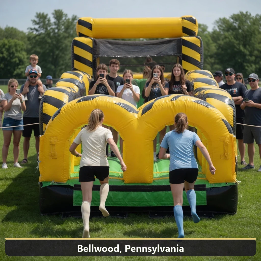 Inflatable obstacle course rental for events in Bellwood, Pennsylvania