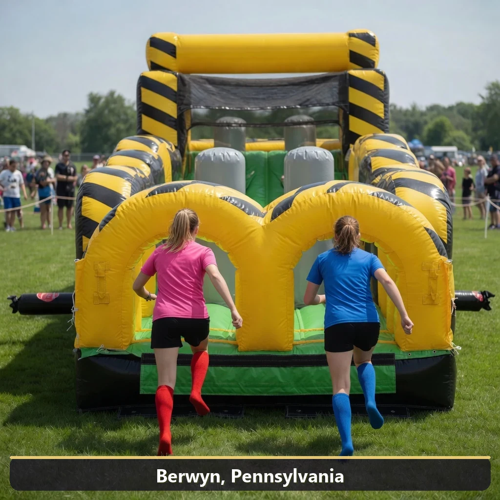 Inflatable obstacle course rental for events in Berwyn, Pennsylvania