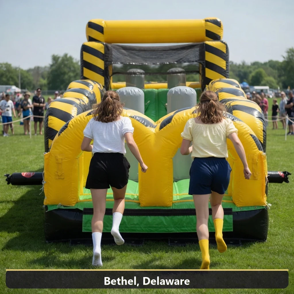 Inflatable obstacle course rental for events in Bethel, Delaware