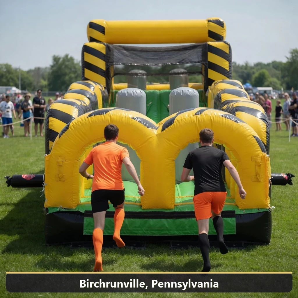 Inflatable obstacle course rental for events in Birchrunville, Pennsylvania