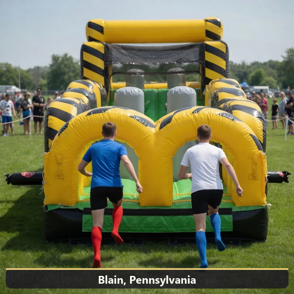 Inflatable obstacle course rental for events in Blain, Pennsylvania