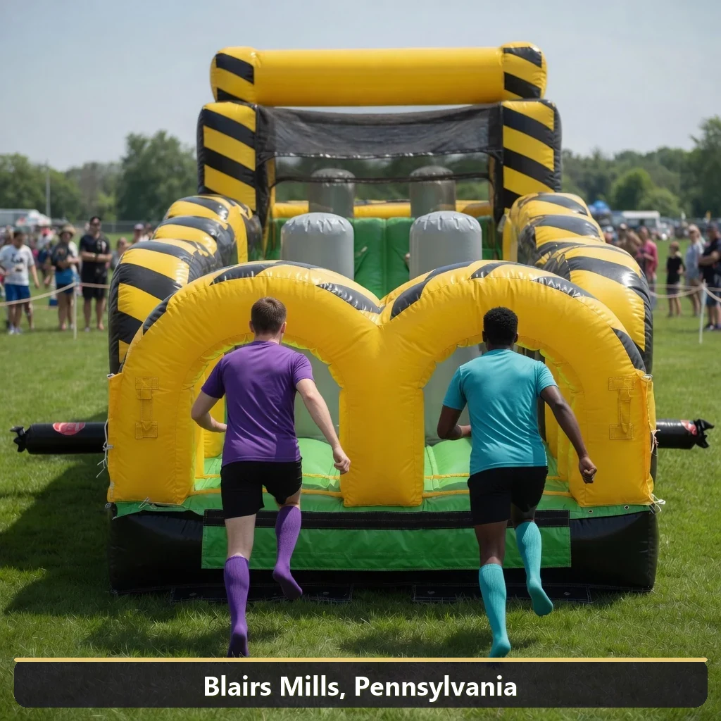 Inflatable obstacle course rental for events in Blairs Mills, Pennsylvania