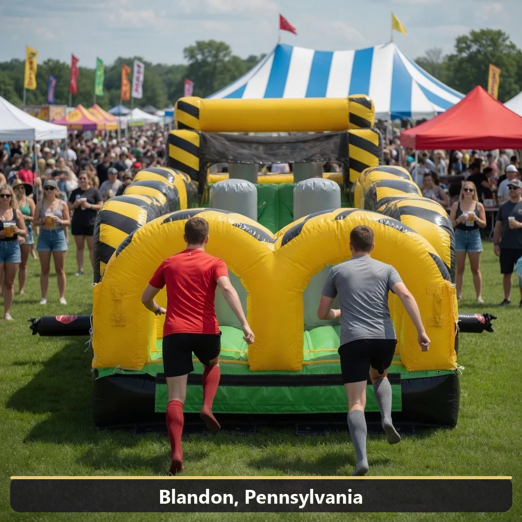 Inflatable obstacle course rental for events in Blandon, Pennsylvania