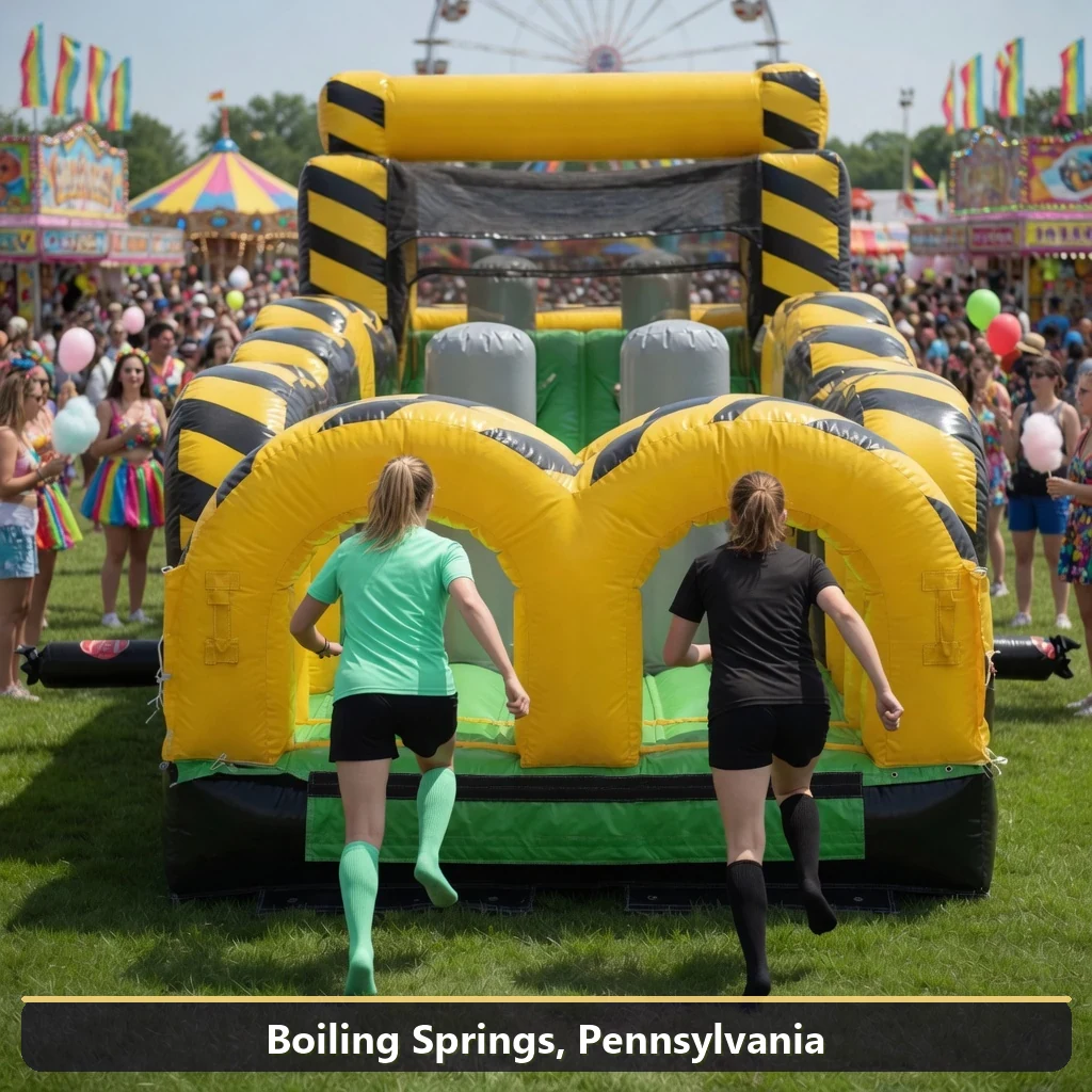 Inflatable obstacle course rental for events in Boiling Springs, Pennsylvania