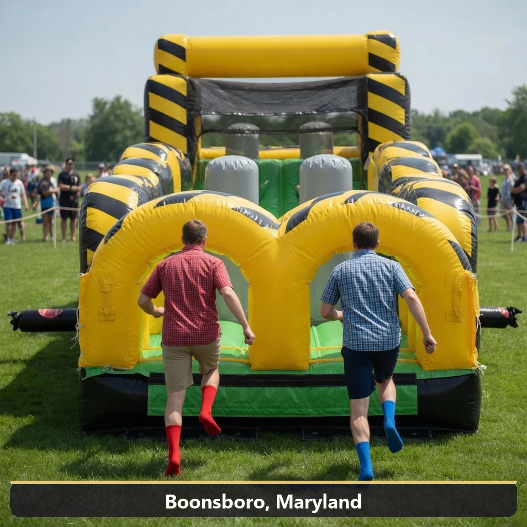 Inflatable obstacle course rental for events in Boonsboro, Maryland