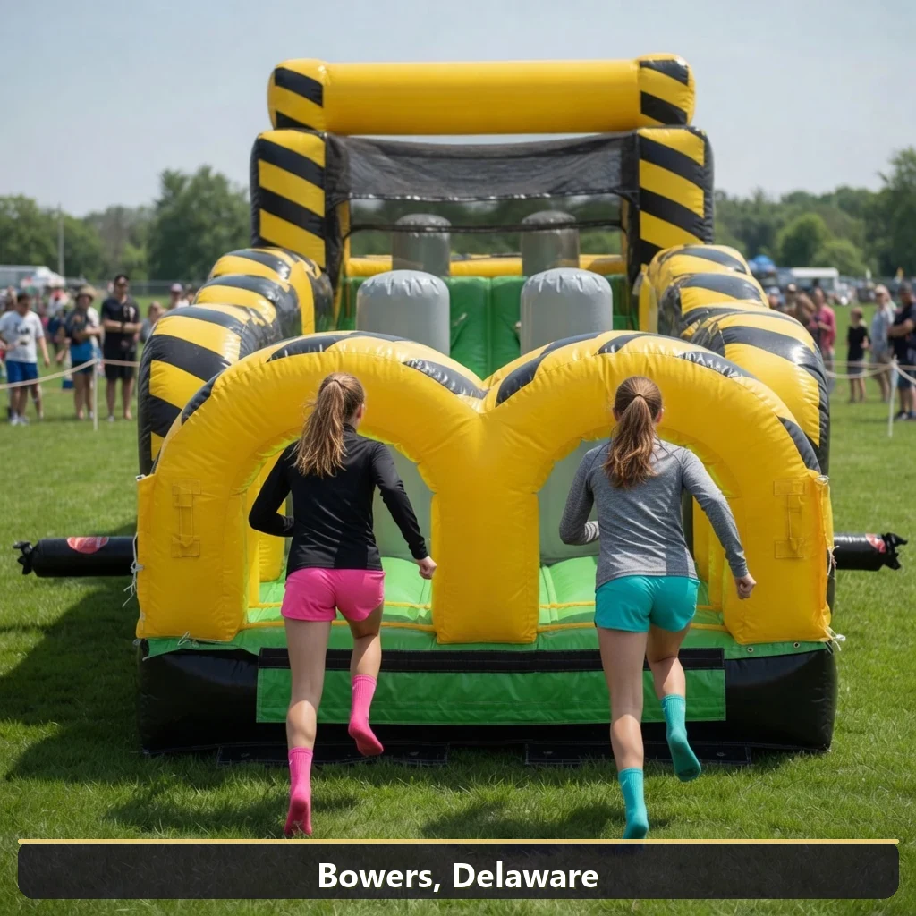Inflatable obstacle course rental for events in Bowers, Delaware