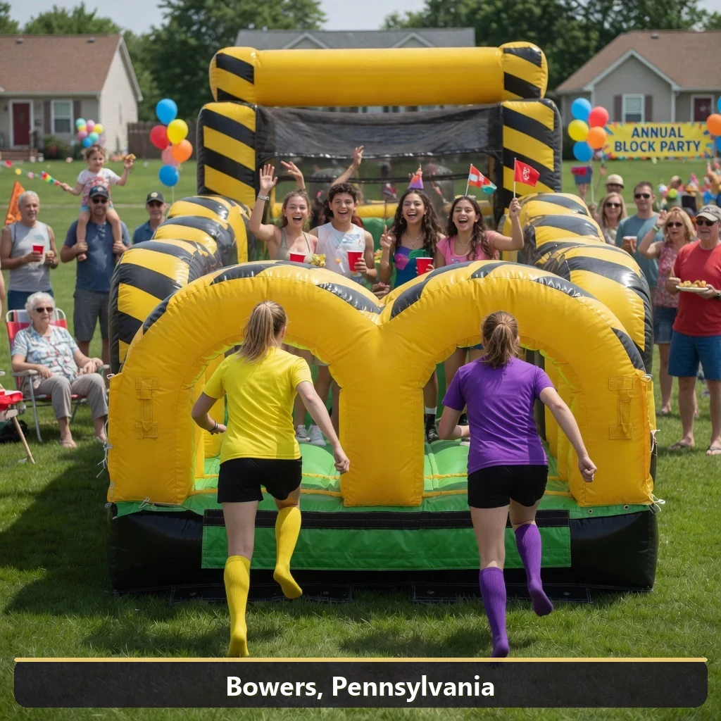 Inflatable obstacle course rental for events in Bowers, Pennsylvania