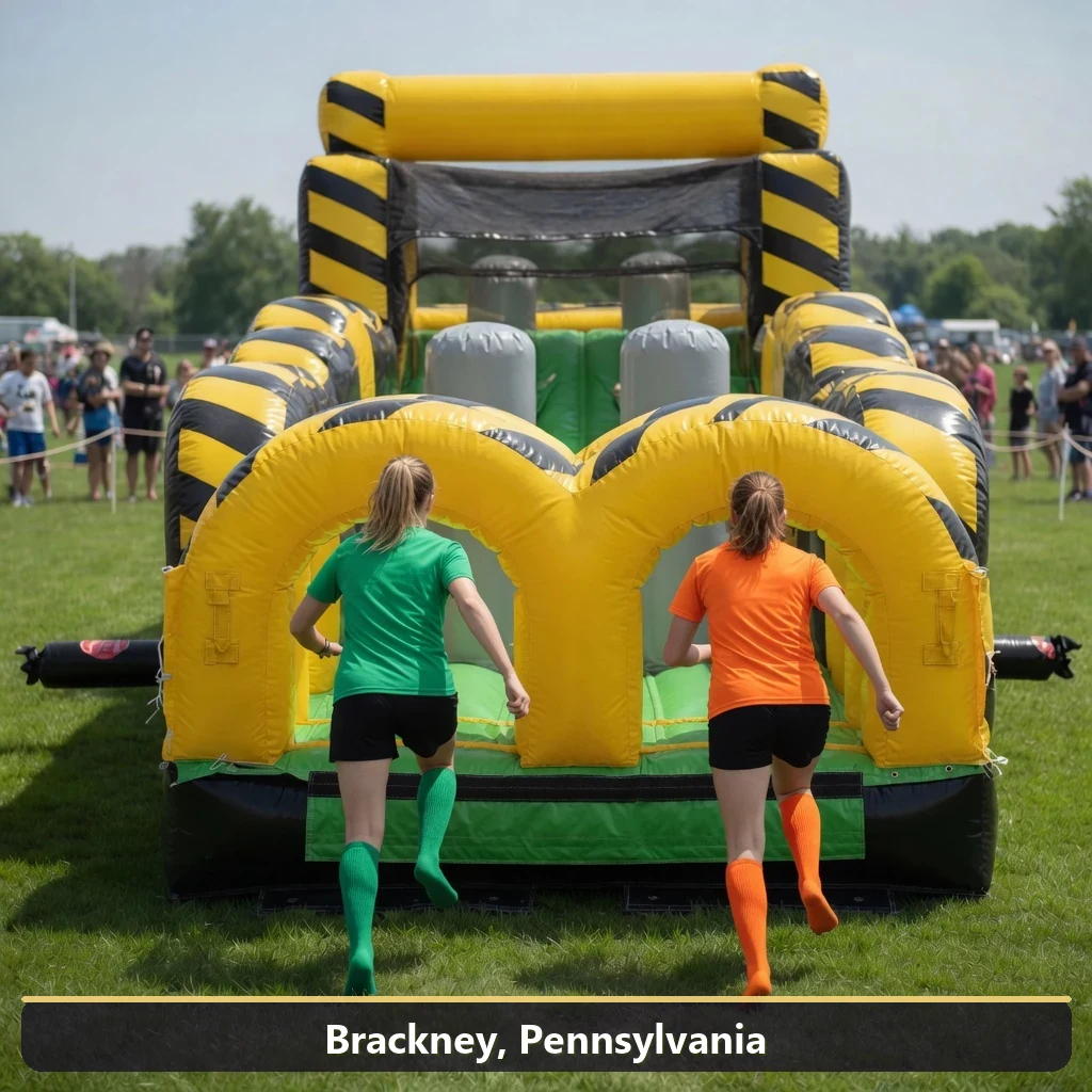 Inflatable obstacle course rental for events in Brackney, Pennsylvania