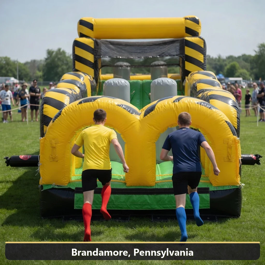 Inflatable obstacle course rental for events in Brandamore, Pennsylvania