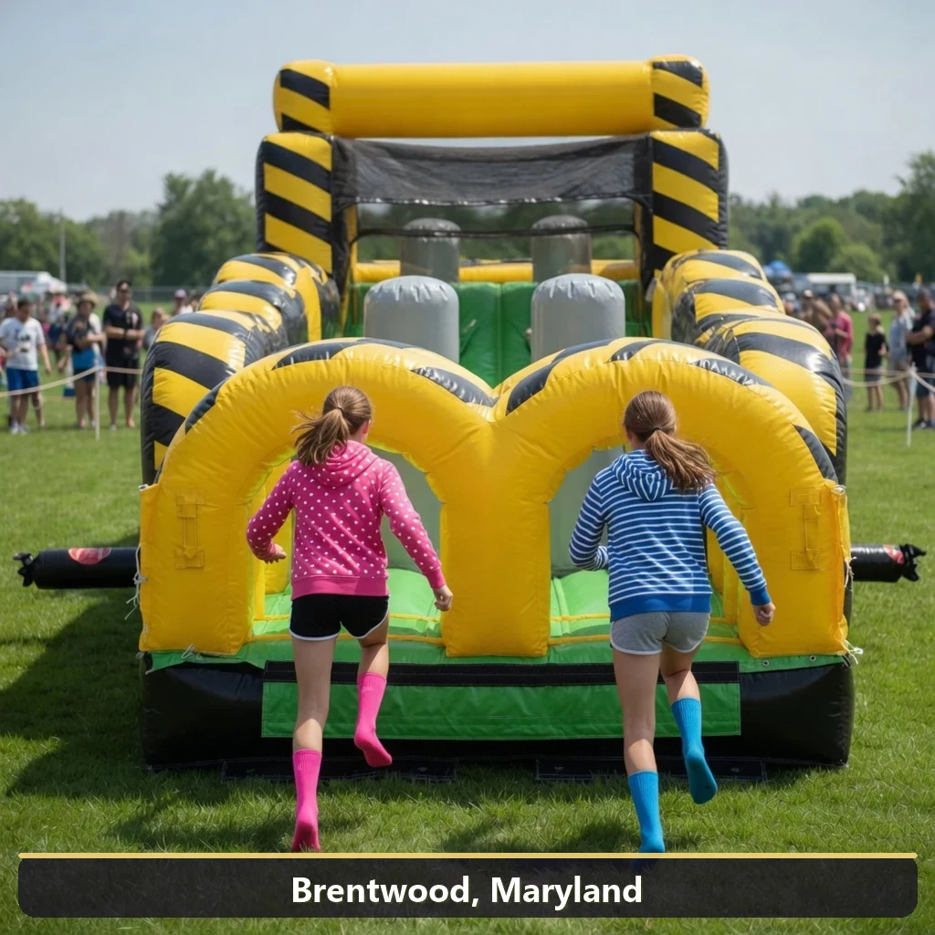 Inflatable obstacle course rental for events in Brentwood, Maryland