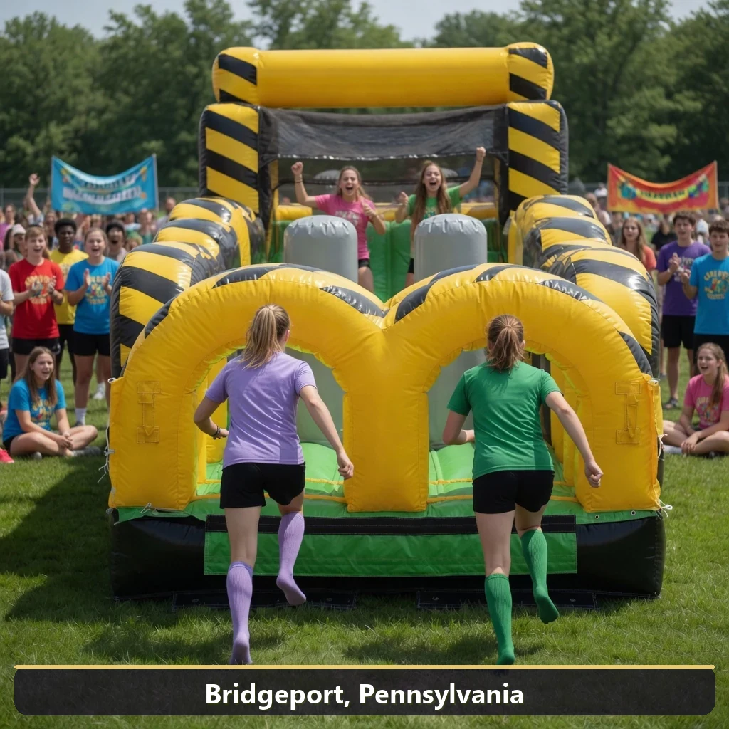 Inflatable obstacle course rental for events in Bridgeport, Pennsylvania