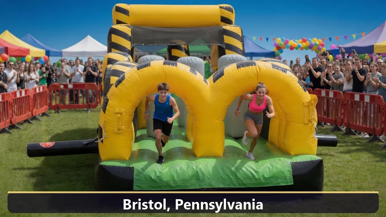 Inflatable obstacle course rental for events in Bristol, Pennsylvania