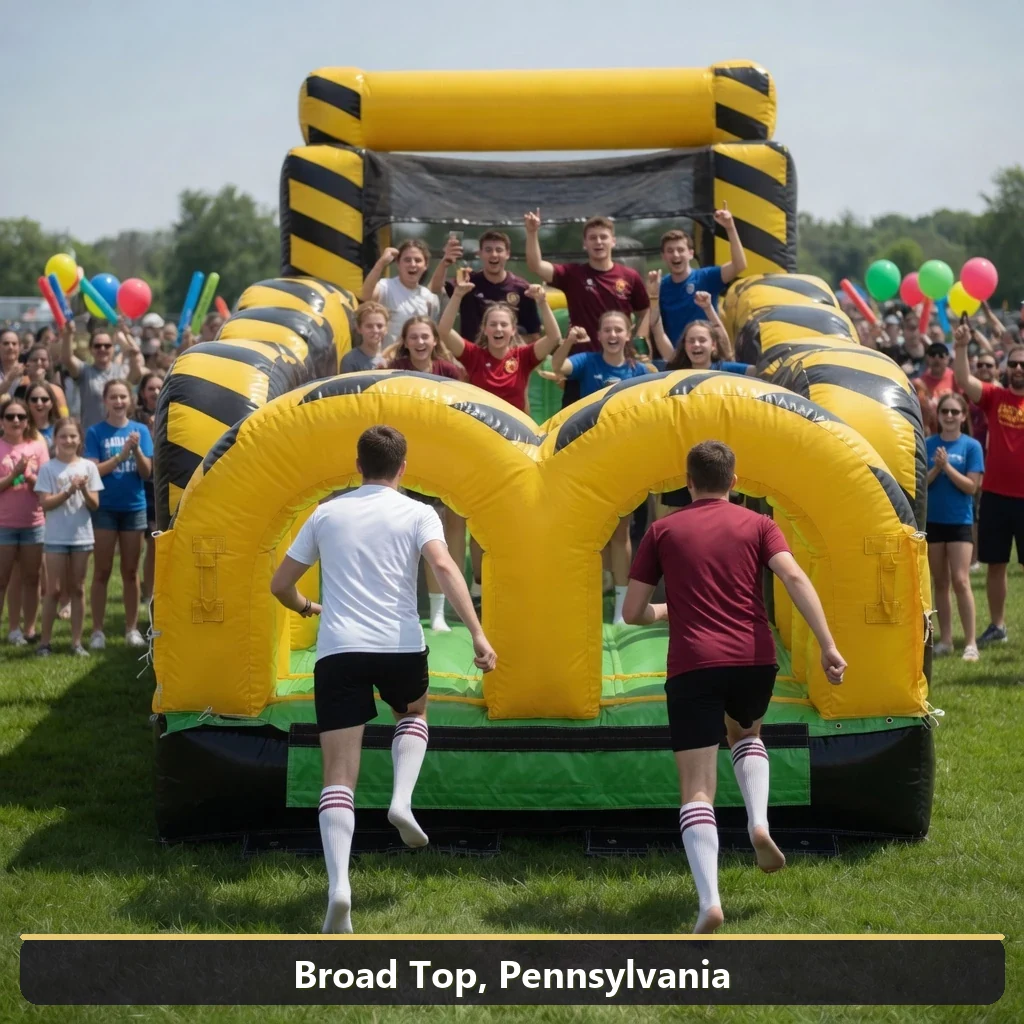 Inflatable obstacle course rental for events in Broad Top, Pennsylvania
