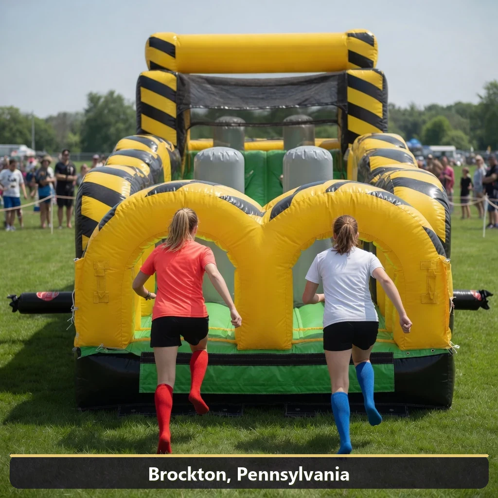 Inflatable obstacle course rental for events in Brockton, Pennsylvania