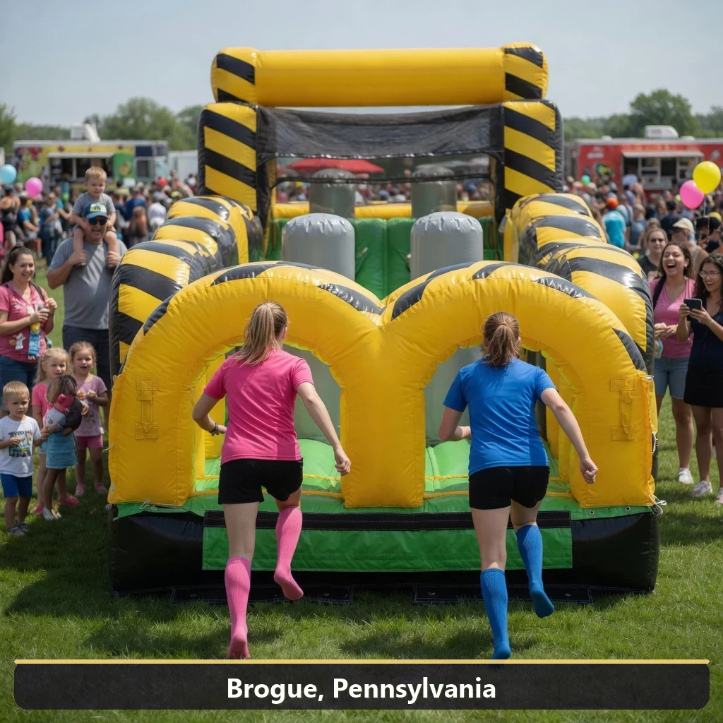 Inflatable obstacle course rental for events in Brogue, Pennsylvania