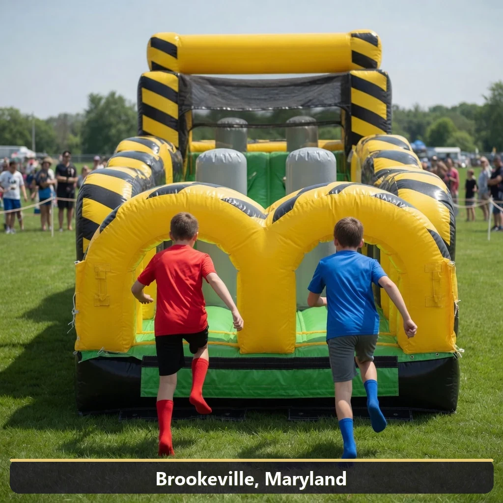 Inflatable obstacle course rental for events in Brookeville, Maryland