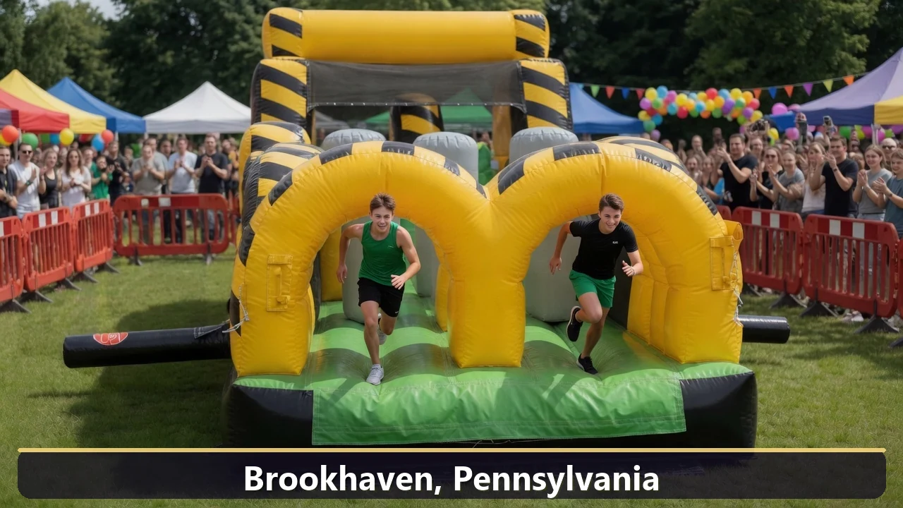 Inflatable obstacle course rental for events in Brookhaven, Pennsylvania