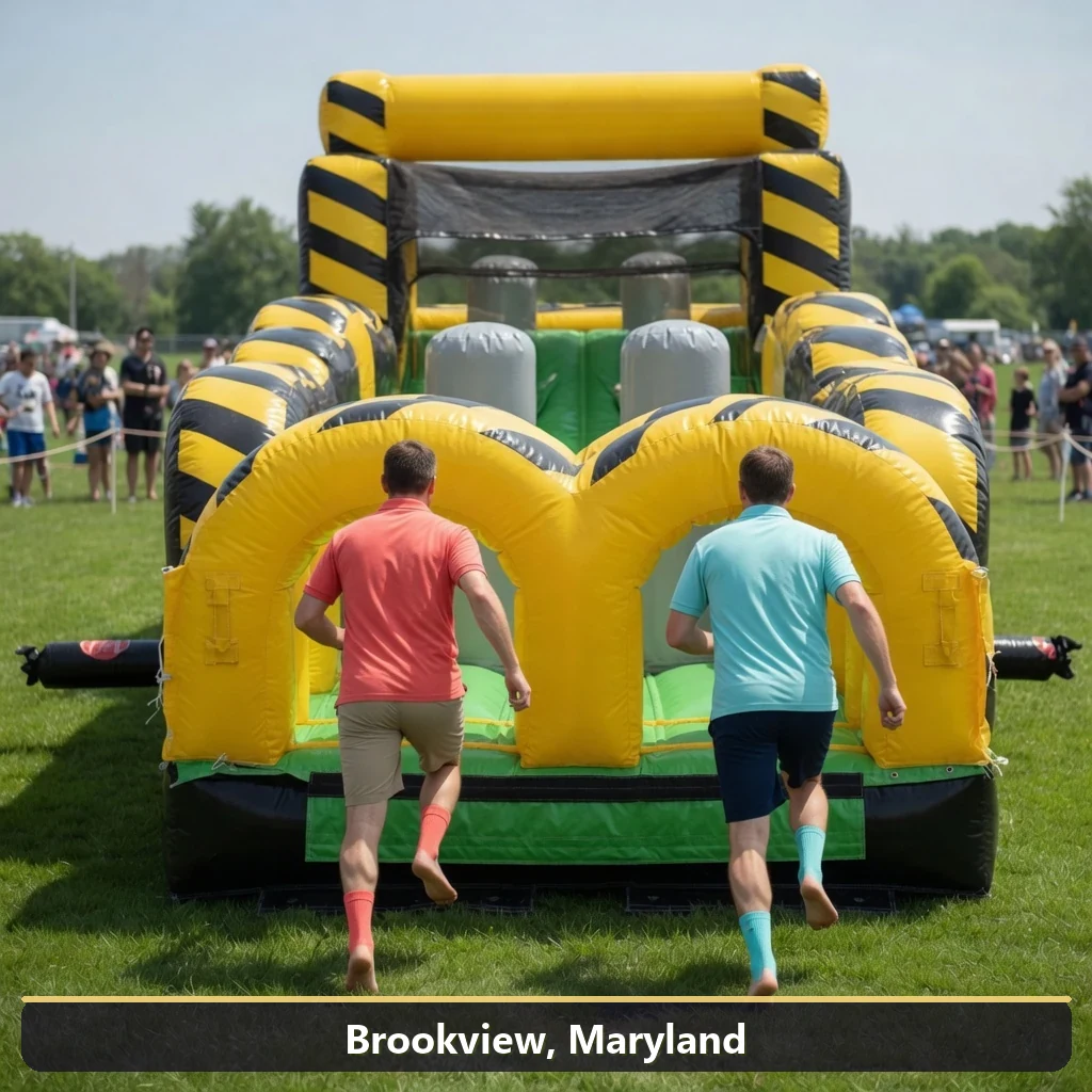 Inflatable obstacle course rental for events in Brookview, Maryland