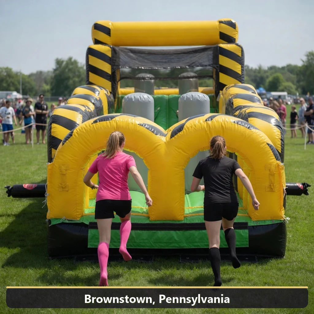 Inflatable obstacle course rental for events in Brownstown, Pennsylvania