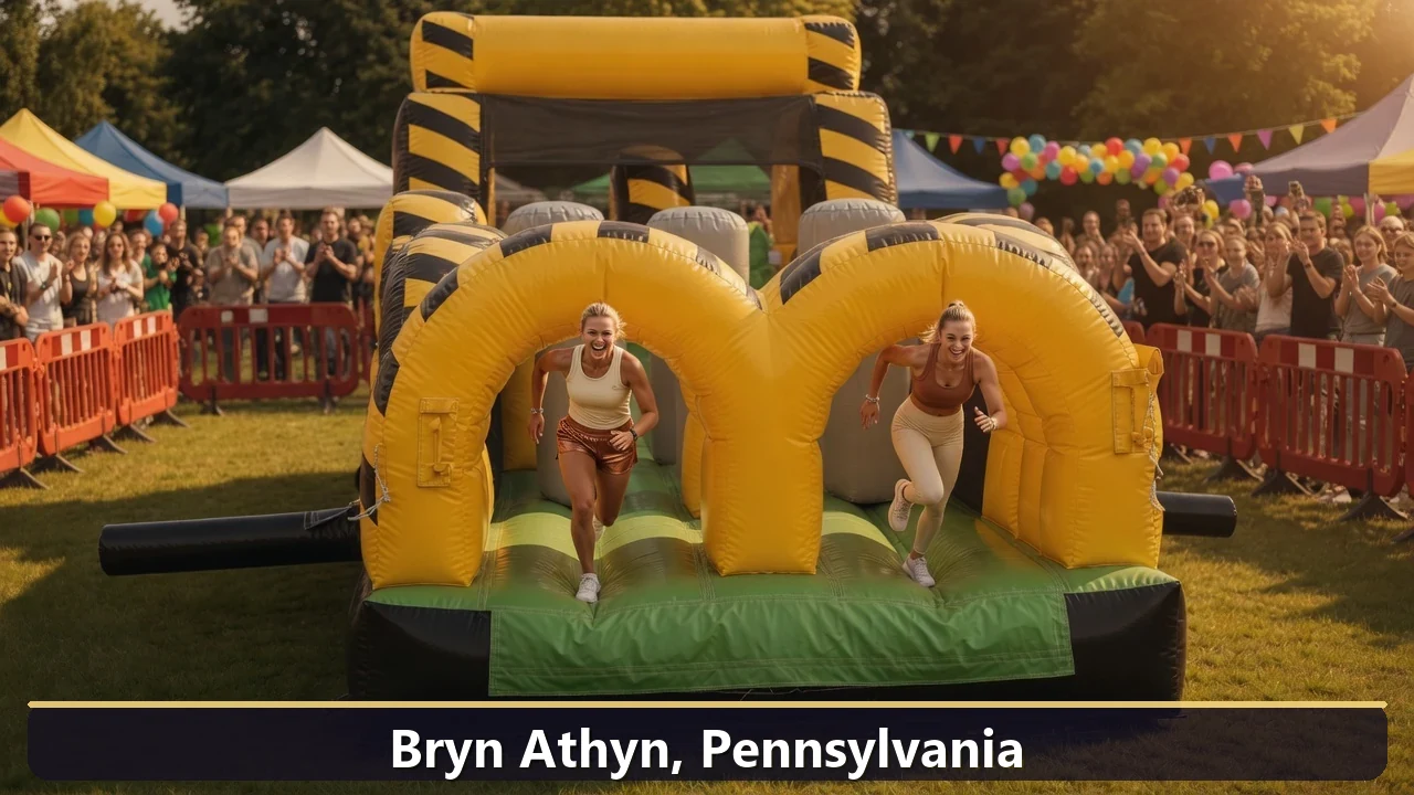 Inflatable obstacle course rental for events in Bryn Athyn, Pennsylvania