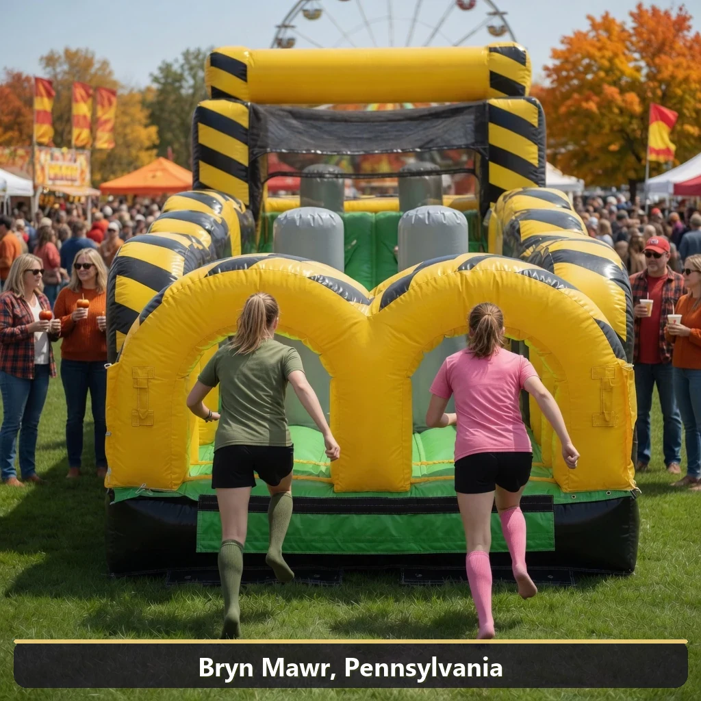 Inflatable obstacle course rental for events in Bryn Mawr, Pennsylvania