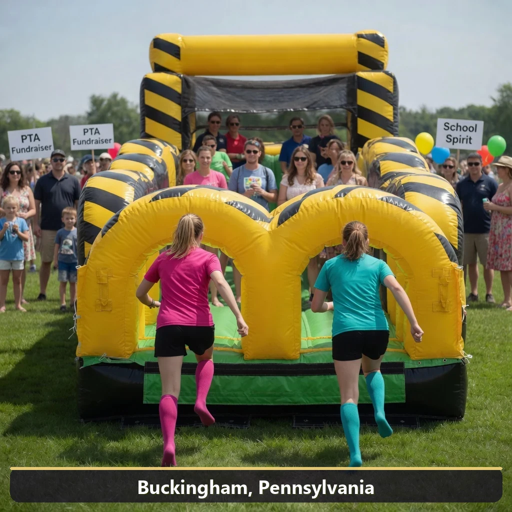 Inflatable obstacle course rental for events in Buckingham, Pennsylvania