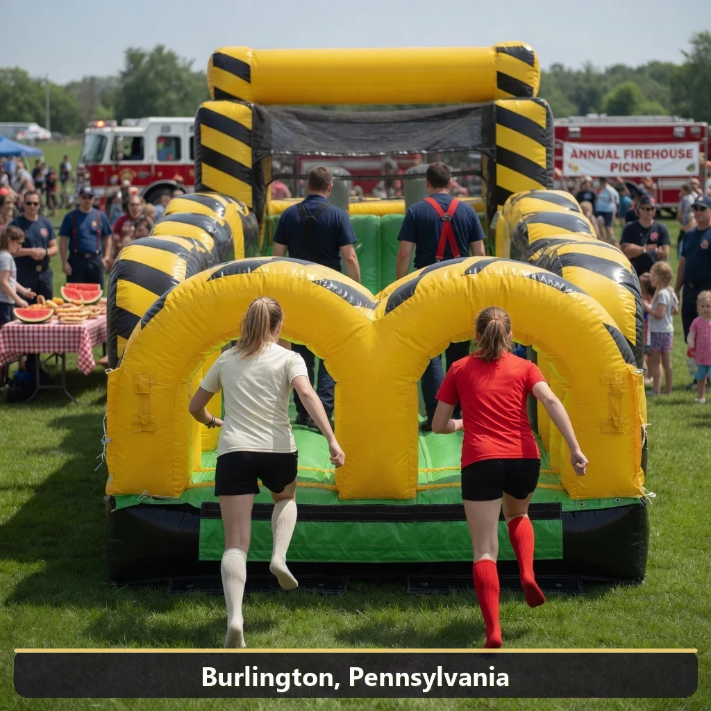 Inflatable obstacle course rental for events in Burlington, Pennsylvania