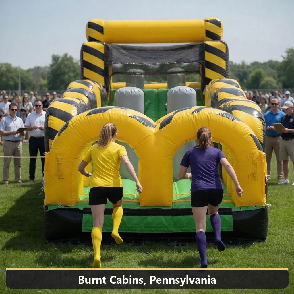 Inflatable obstacle course rental for events in Burnt Cabins, Pennsylvania