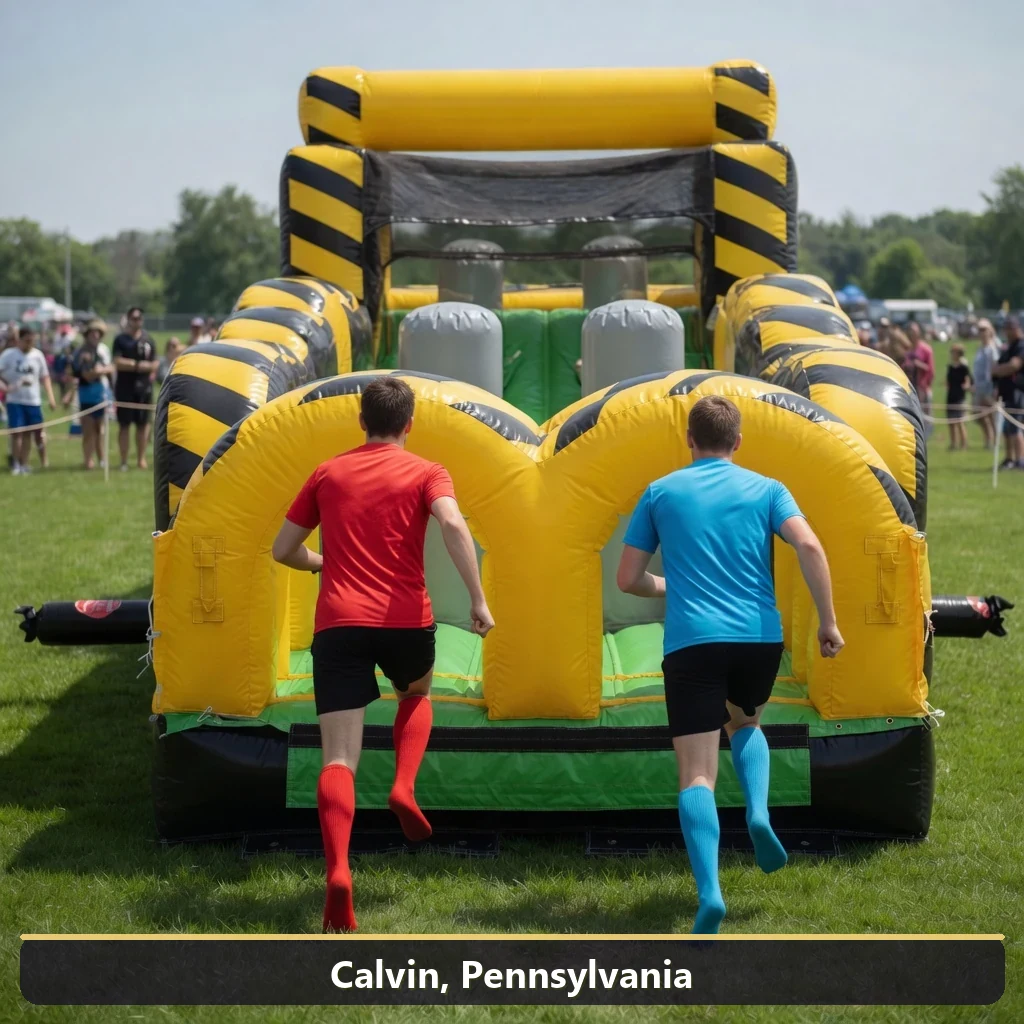 Inflatable obstacle course rental for events in Calvin, Pennsylvania