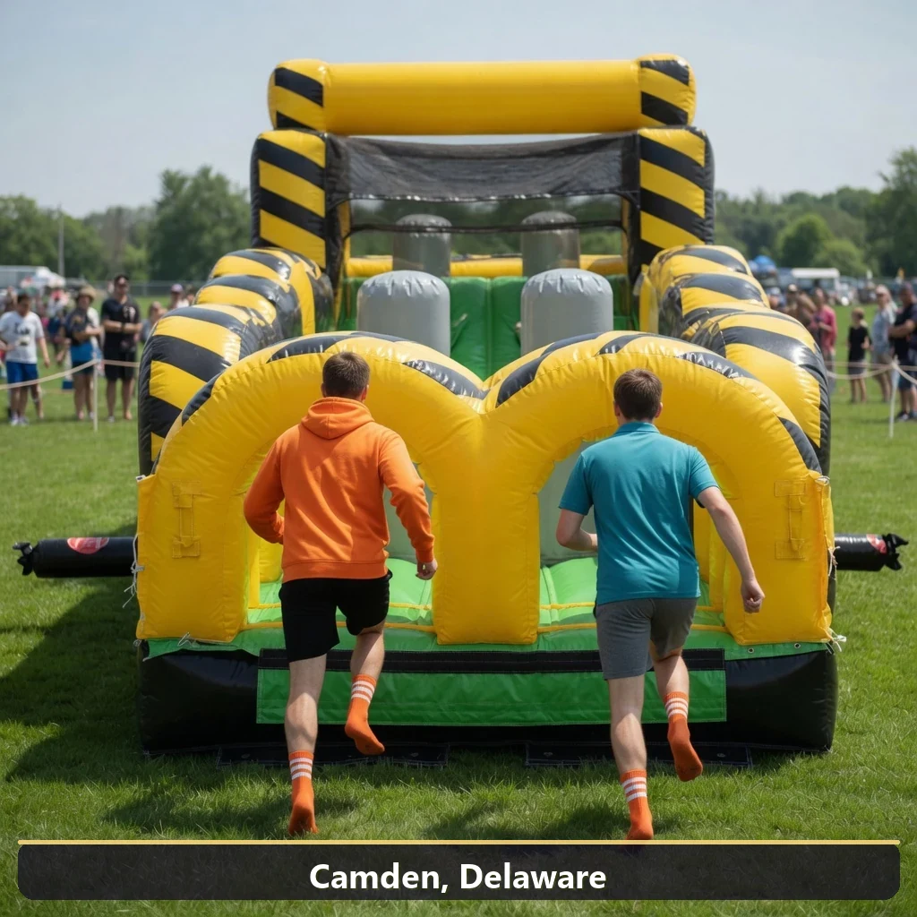 Inflatable obstacle course rental for events in Camden, Delaware