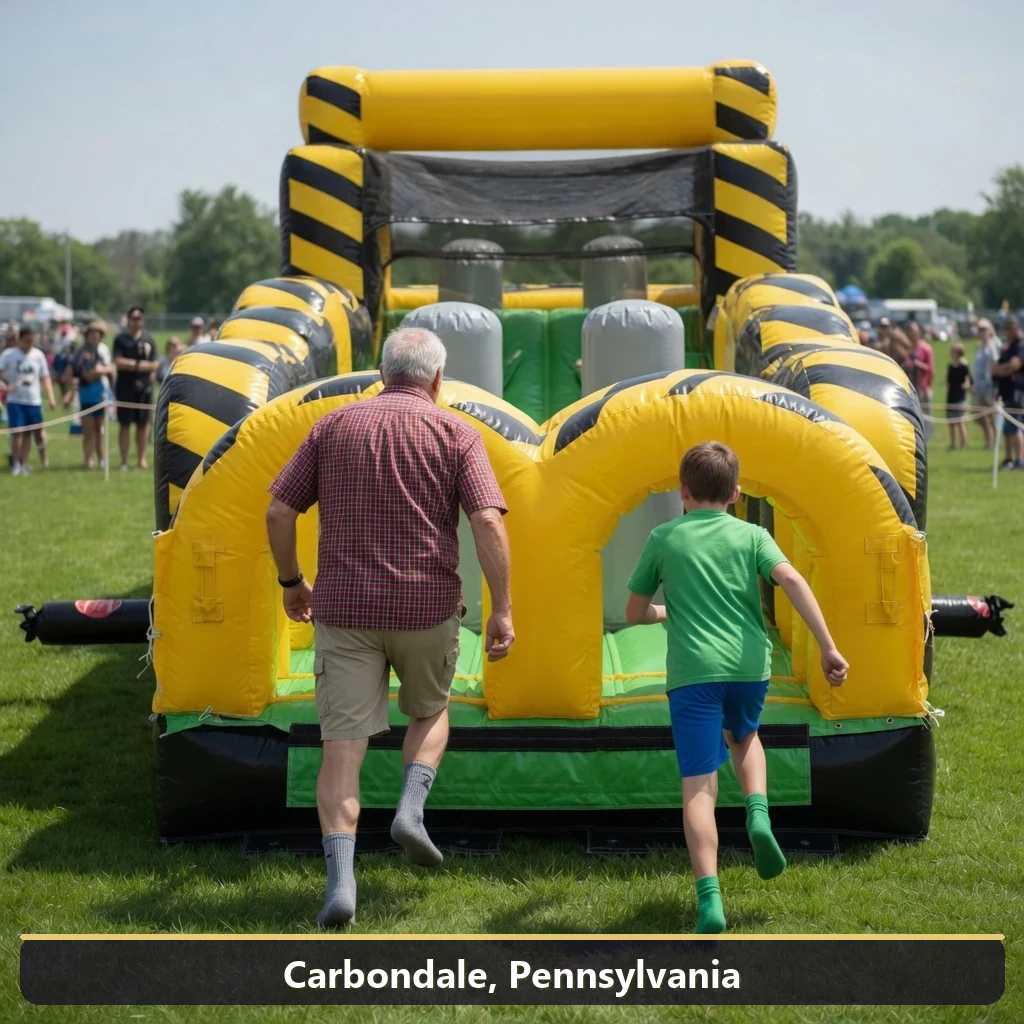 Inflatable obstacle course rental for events in Carbondale, Pennsylvania