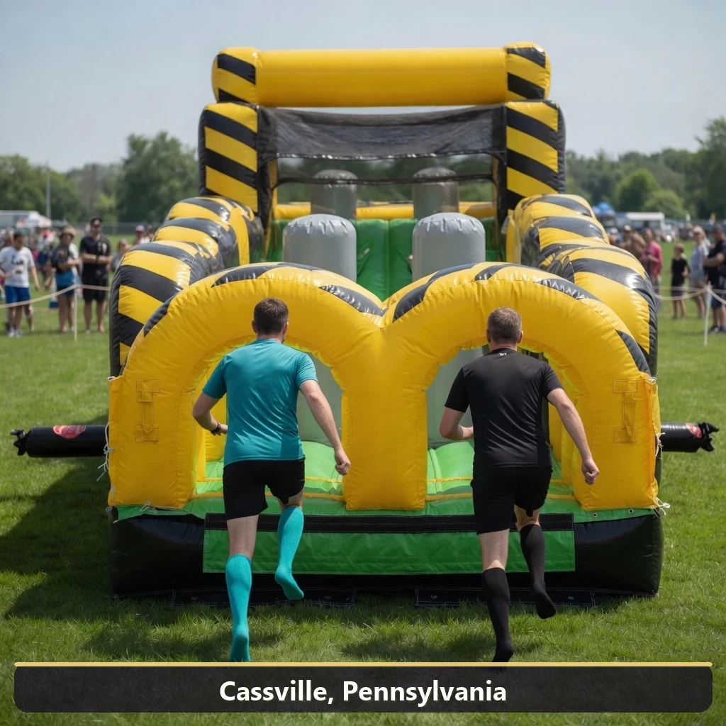 Inflatable obstacle course rental for events in Cassville, Pennsylvania