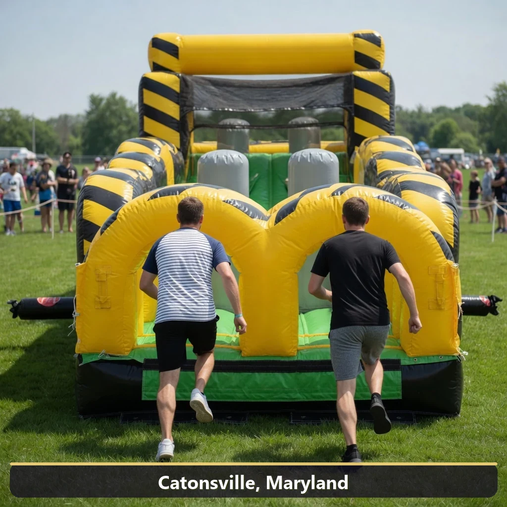 Inflatable obstacle course rental for events in Catonsville, Maryland