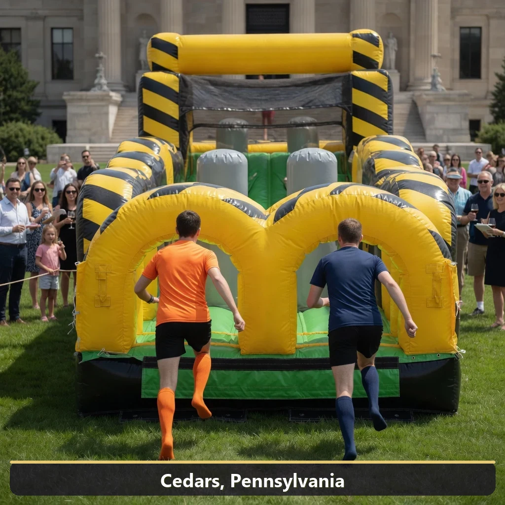 Inflatable obstacle course rental for events in Cedars, Pennsylvania