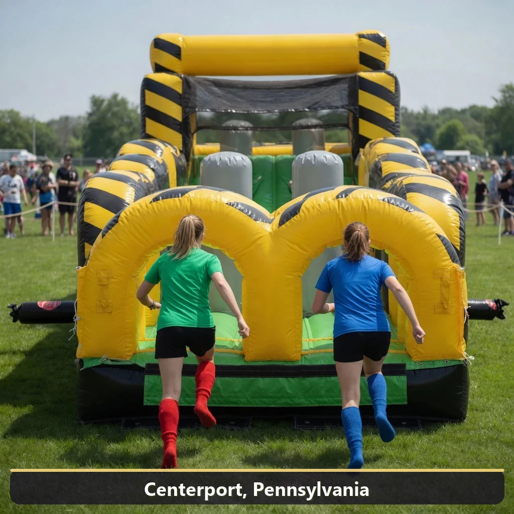 Inflatable obstacle course rental for events in Centerport, Pennsylvania