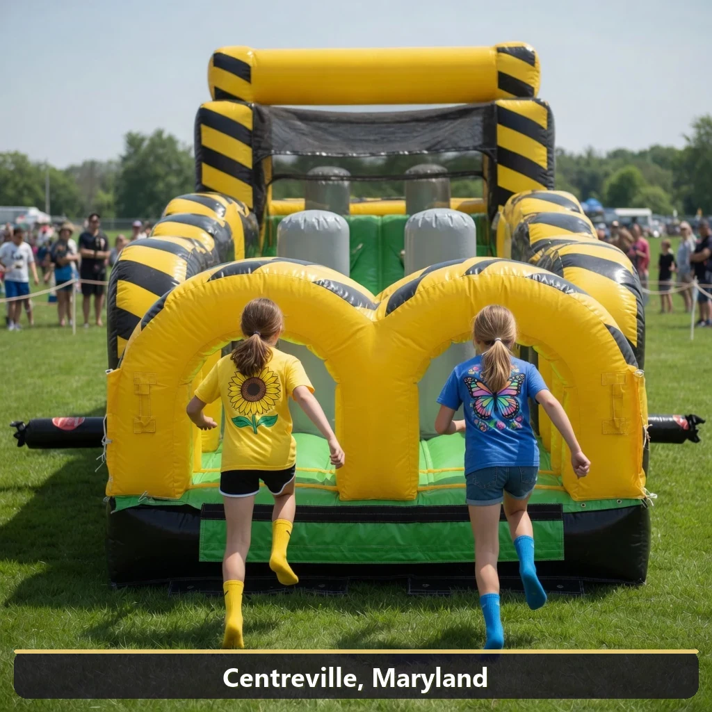 Inflatable obstacle course rental for events in Centreville, Maryland