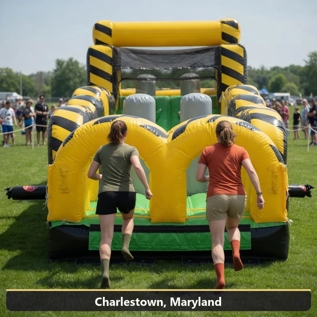 Inflatable obstacle course rental for events in Charlestown, Maryland