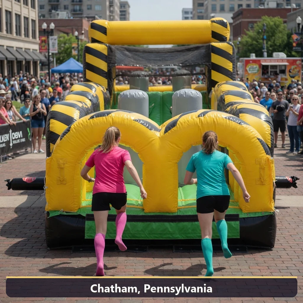 Inflatable obstacle course rental for events in Chatham, Pennsylvania