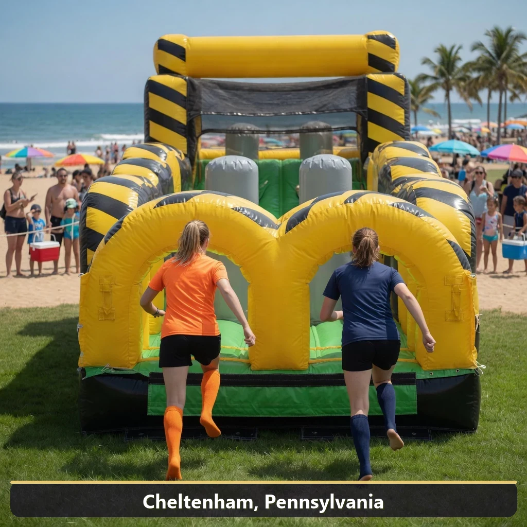 Inflatable obstacle course rental for events in Cheltenham, Pennsylvania