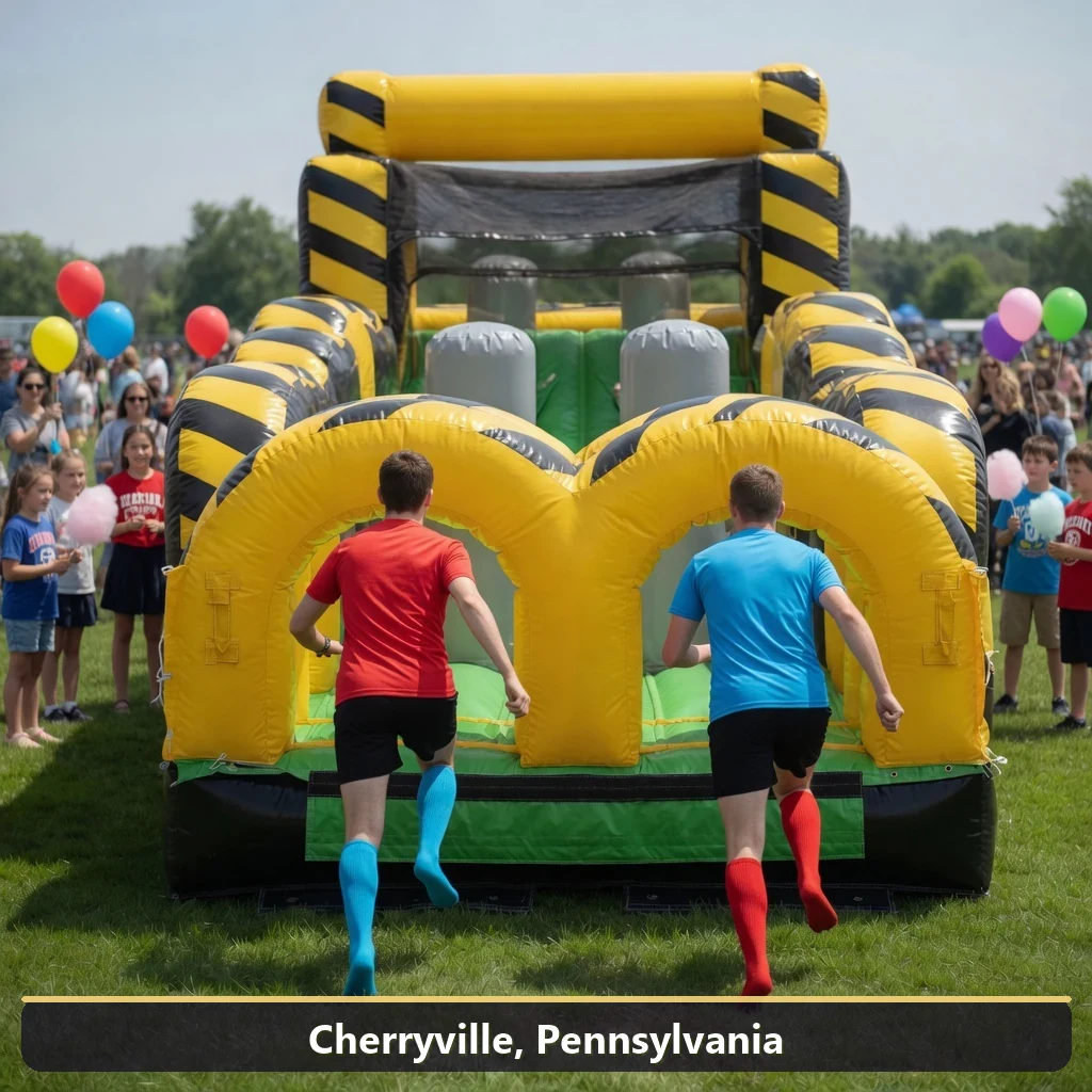 Inflatable obstacle course rental for events in Cherryville, Pennsylvania